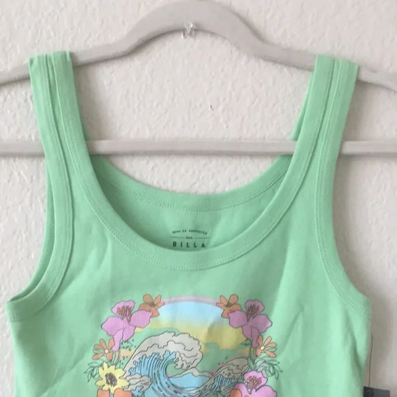 Billabong Crop Tank Top Scoop Neck Raw Hem Tee - Picture 15 of 16